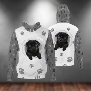 Black Pug-Paw Dog Unisex Hoodie