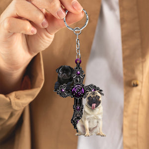 Pug 2 Pray For God Acrylic Keychain