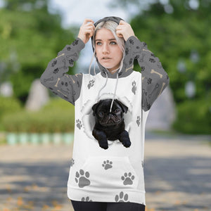 Black Pug-Paw Dog Unisex Hoodie