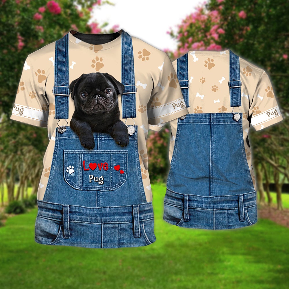 Love Pug 2 Cute Unisex T-shirt
