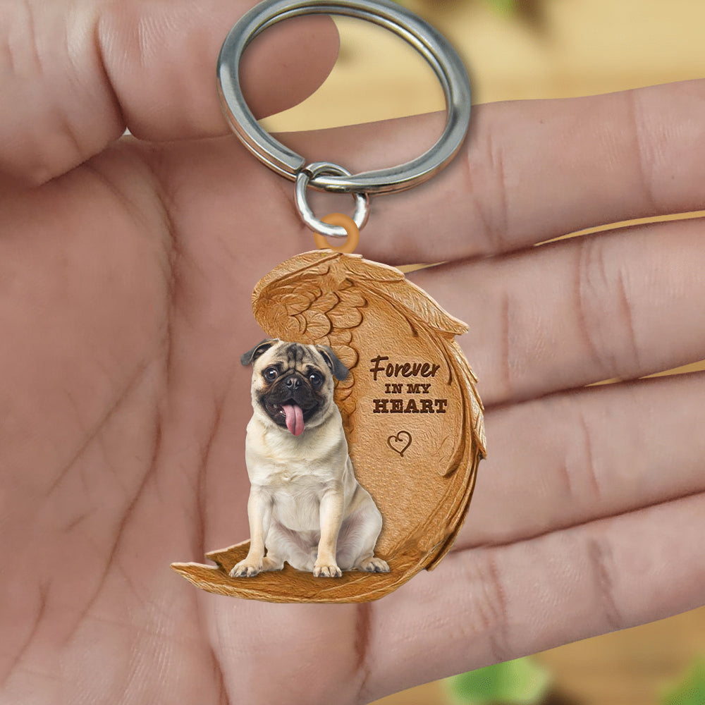 Pug02 In My Heart Flat Acrylic Keychain