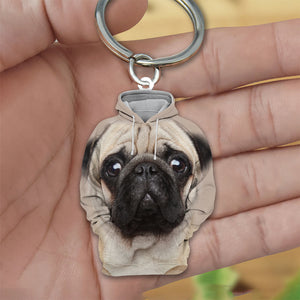 Pug 3D Graphic Hoodie Acrylic Keychain