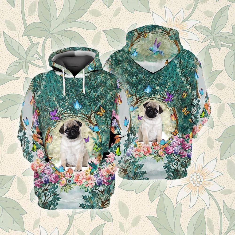 Pug Among Forest Unisex Hoodie