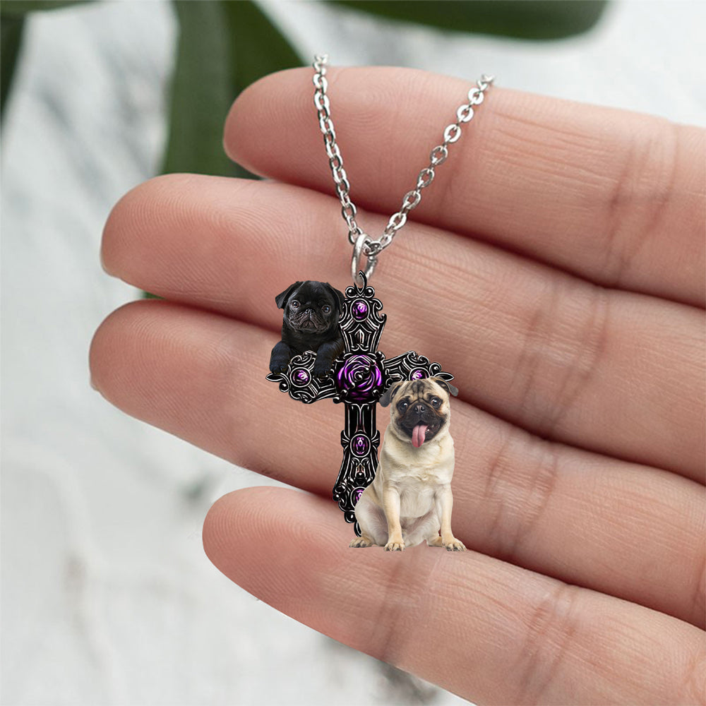 Pug Pray For God Stainless Steel Necklace