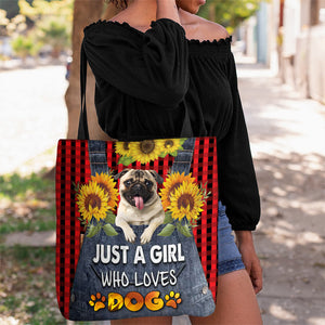 Pug 2-Just A Girl Who Loves Dog Tote Bag