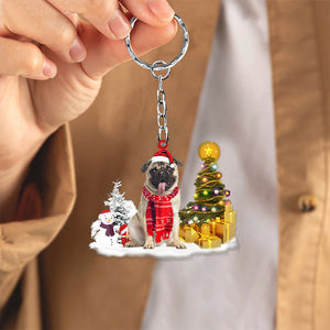 Pug Early Merry Christma Acrylic Keychain