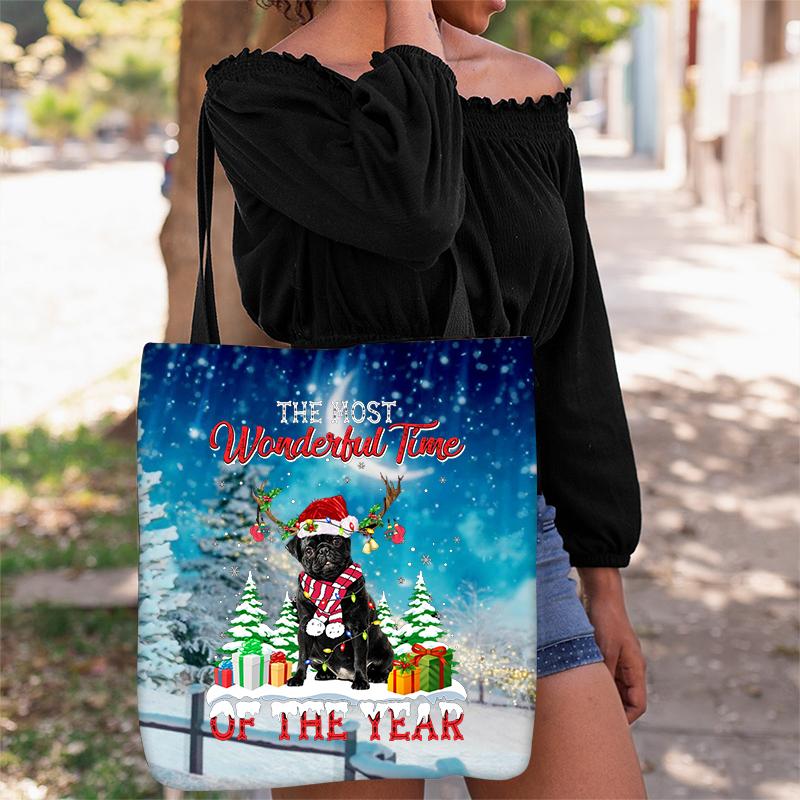 Pug Christmas Tote Bag
