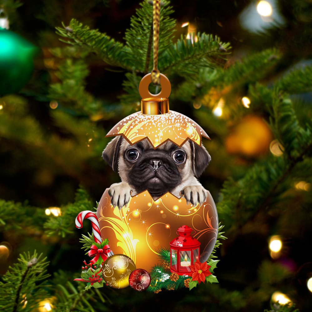 Pug 03In Golden Egg Christmas Ornament