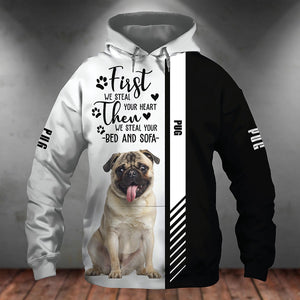 Pug-First We Steal Your Heart Unisex Hoodie