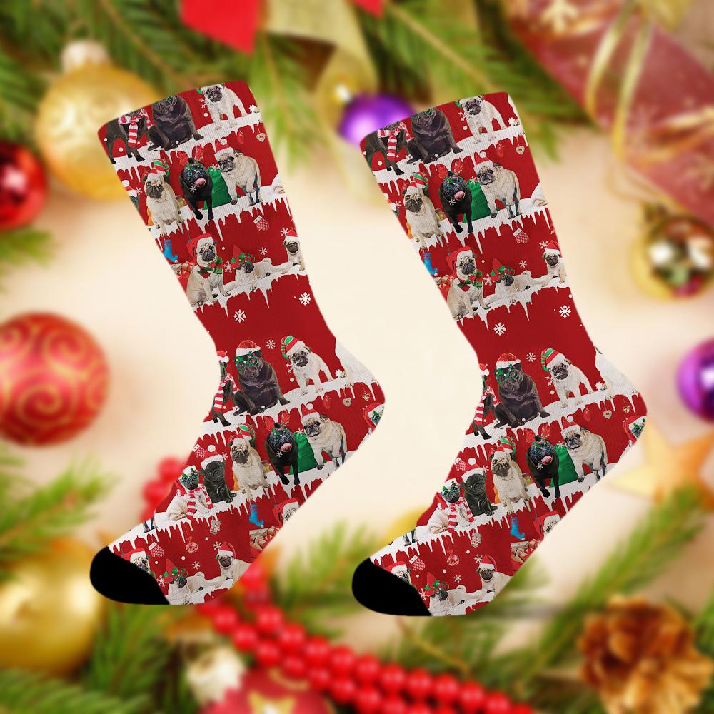 Pug Merry Christmas Socks