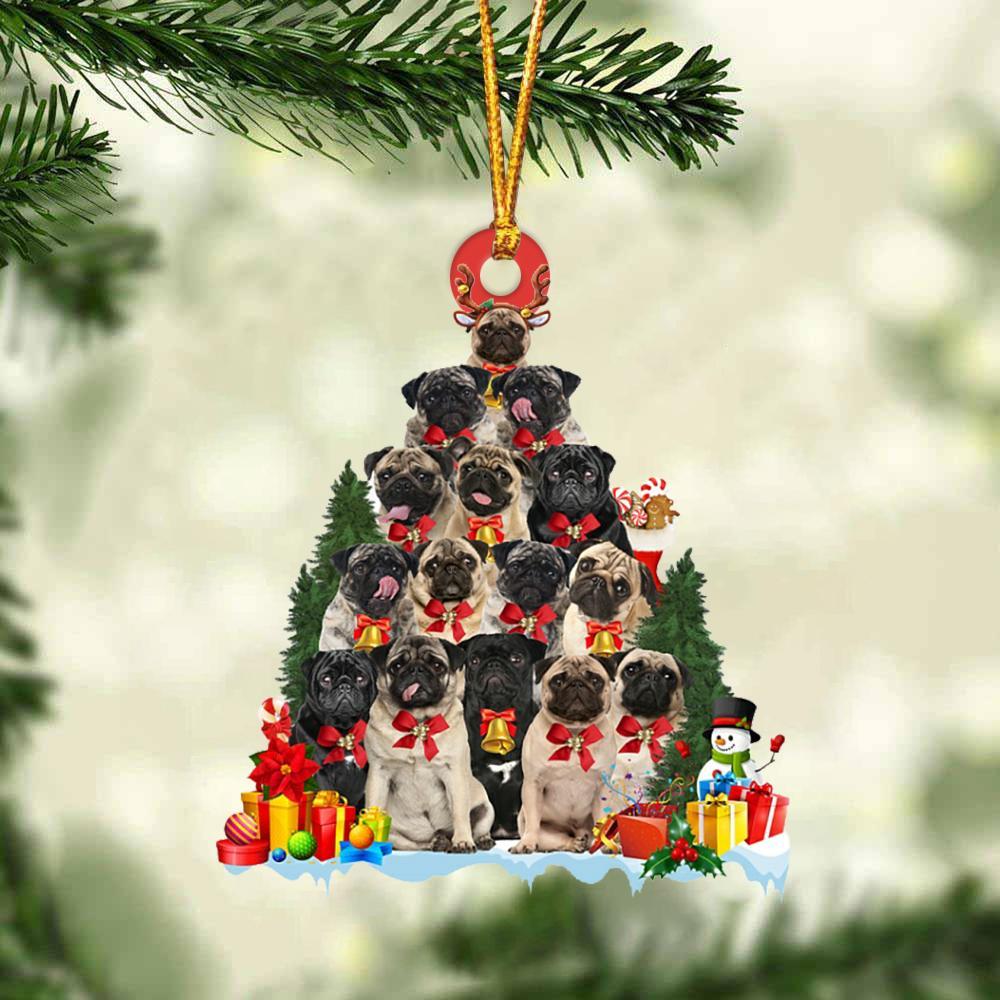 Pug-Dog Christmas Tree Ornament