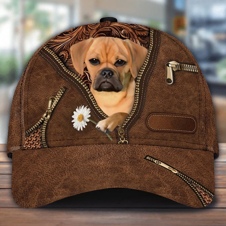 Puggle Holding Daisy Unisex Cap