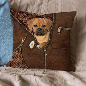 Puggle Holding Daisy Pillow Case
