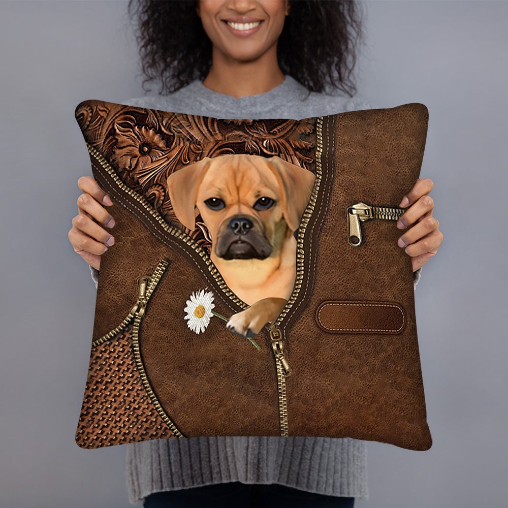 Puggle Holding Daisy Pillow Case