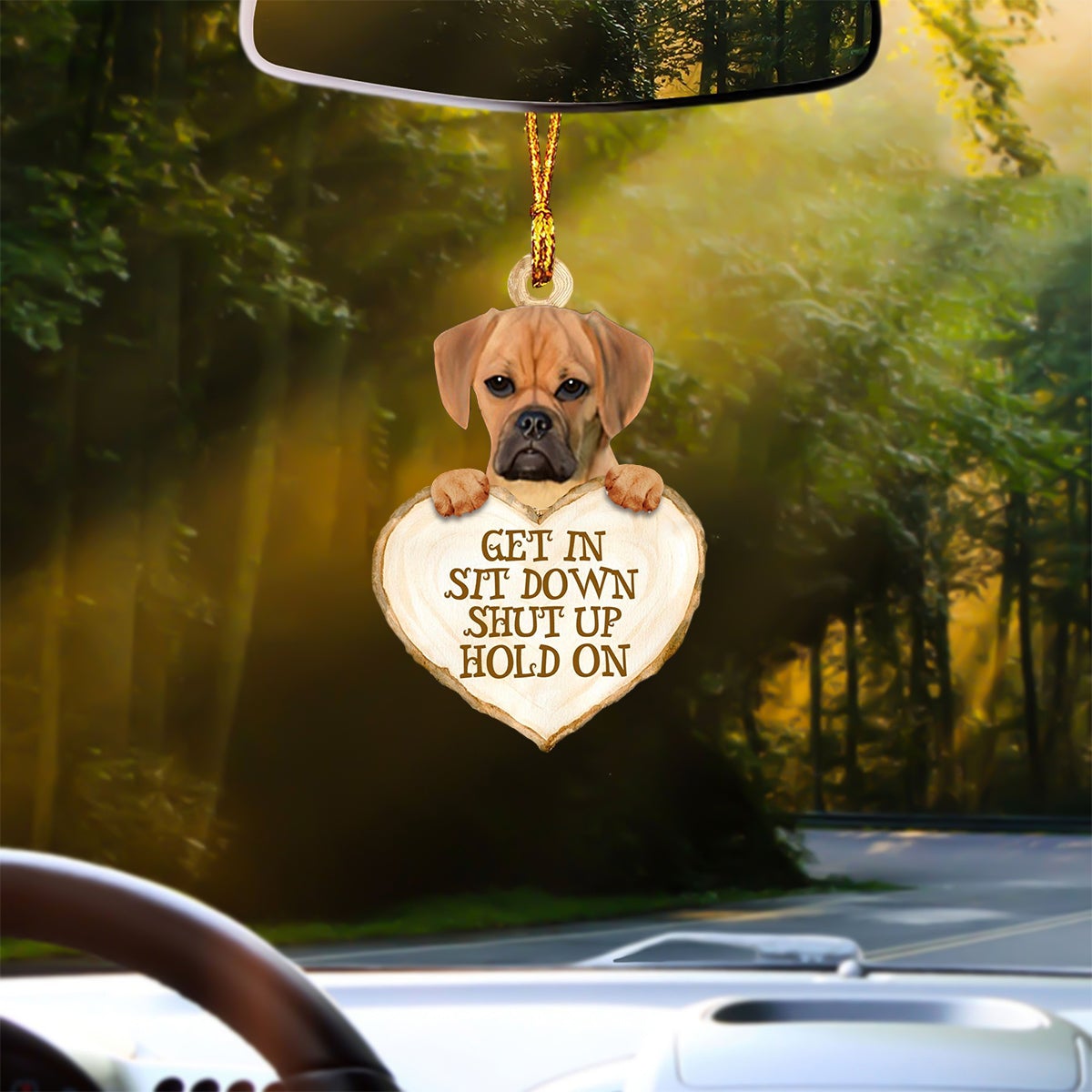 Puggle Heart Shape Get In Car Hanging Ornament