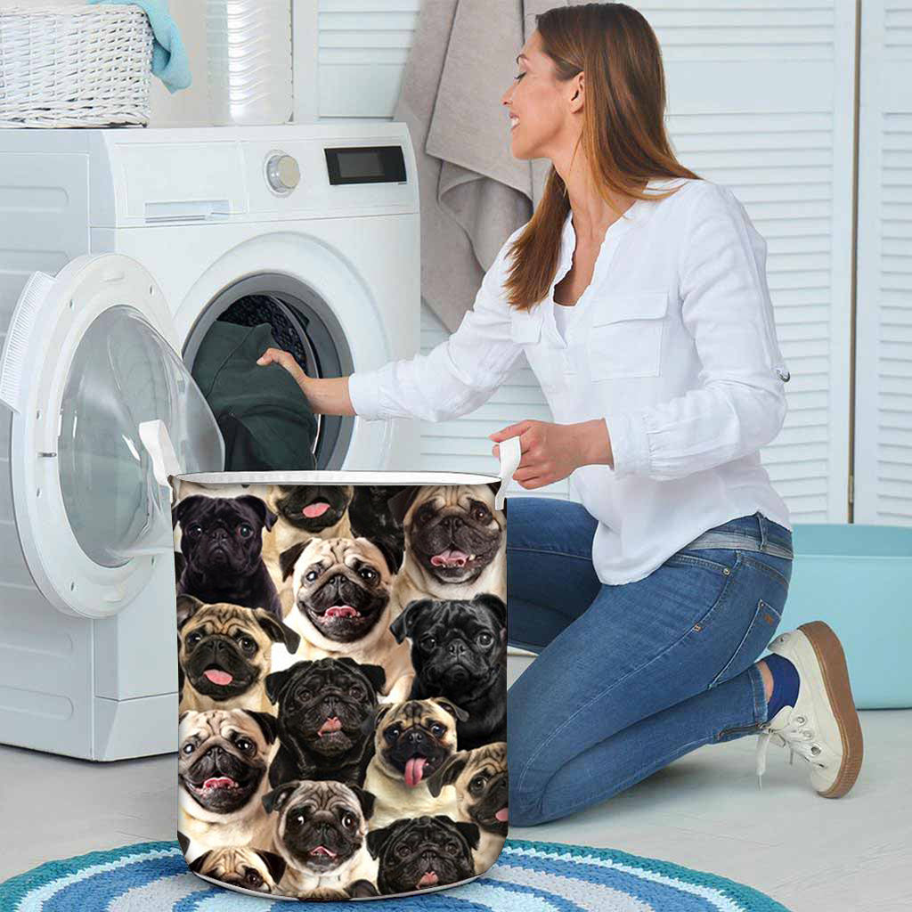 A Bunch Of Pugs Laundry Basket