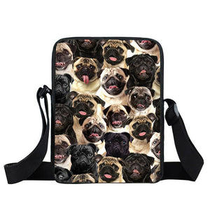 A Bunch Of Pugs Oxford Cloth Zipped Messenger Bag