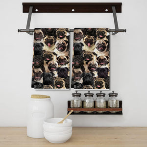 A Bunch Of Pugs Kitchen Towel