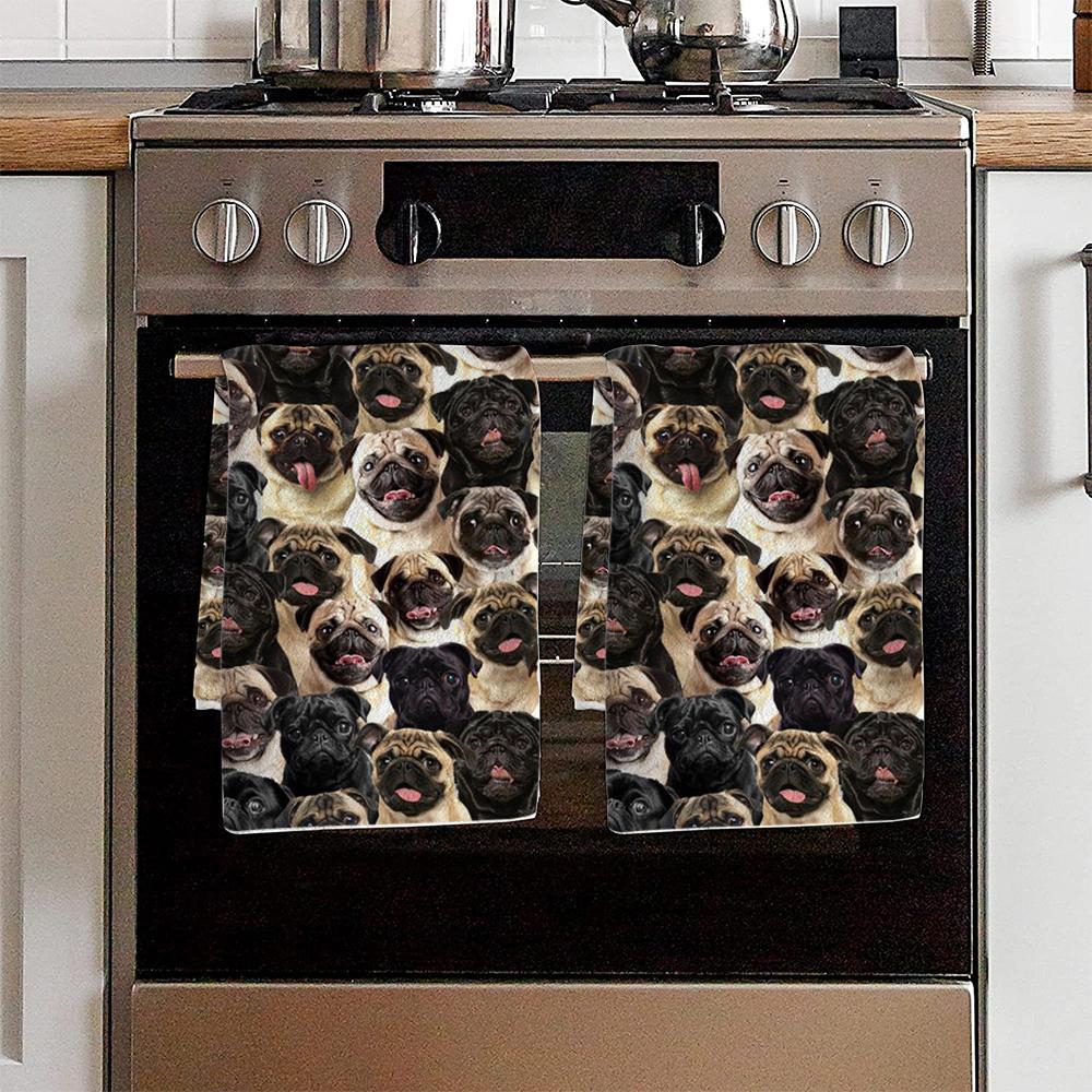 A Bunch Of Pugs Kitchen Towel