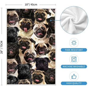 A Bunch Of Pugs Kitchen Towel
