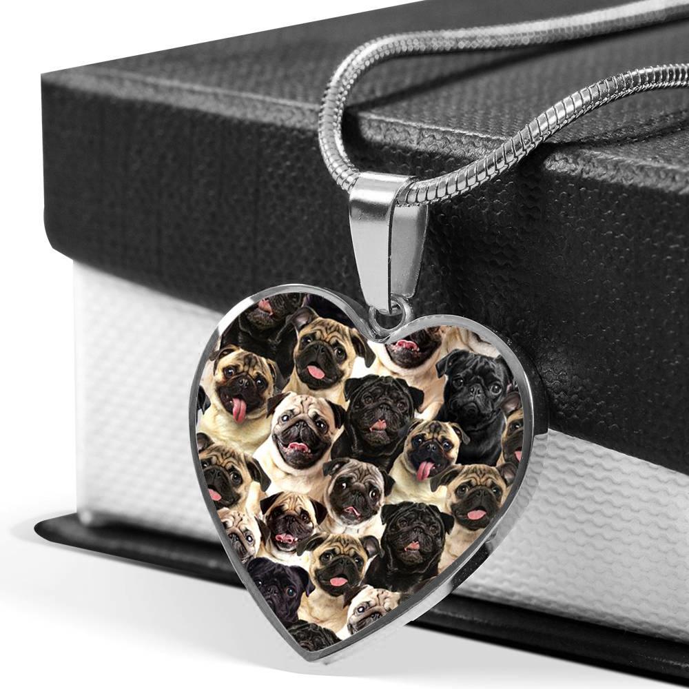A Bunch Of Pugs Heart Necklace