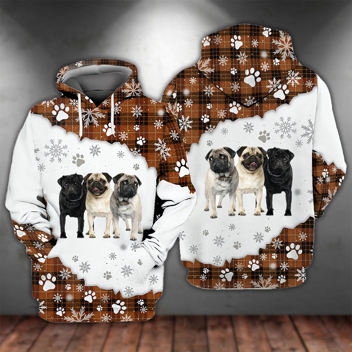 Pugs Happy Holiday Unisex Hoodie