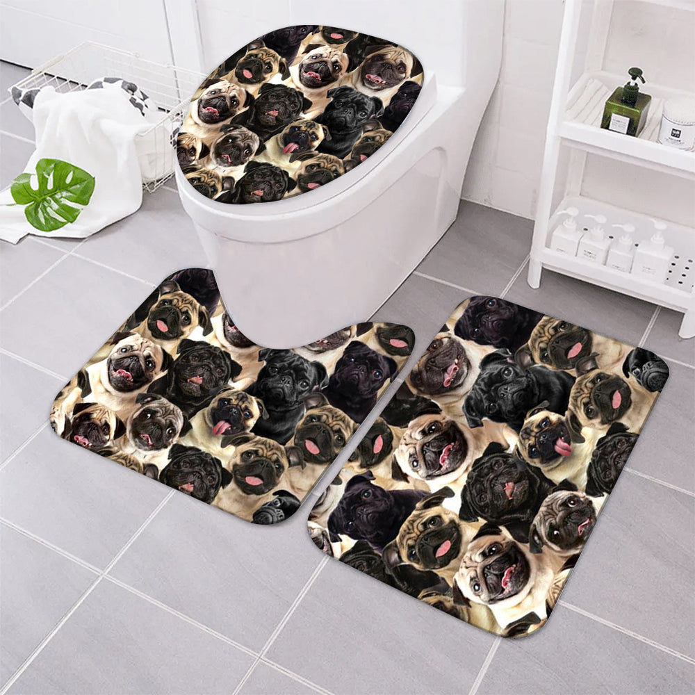 A Bunch Of Pugs Bathroom Mat Set