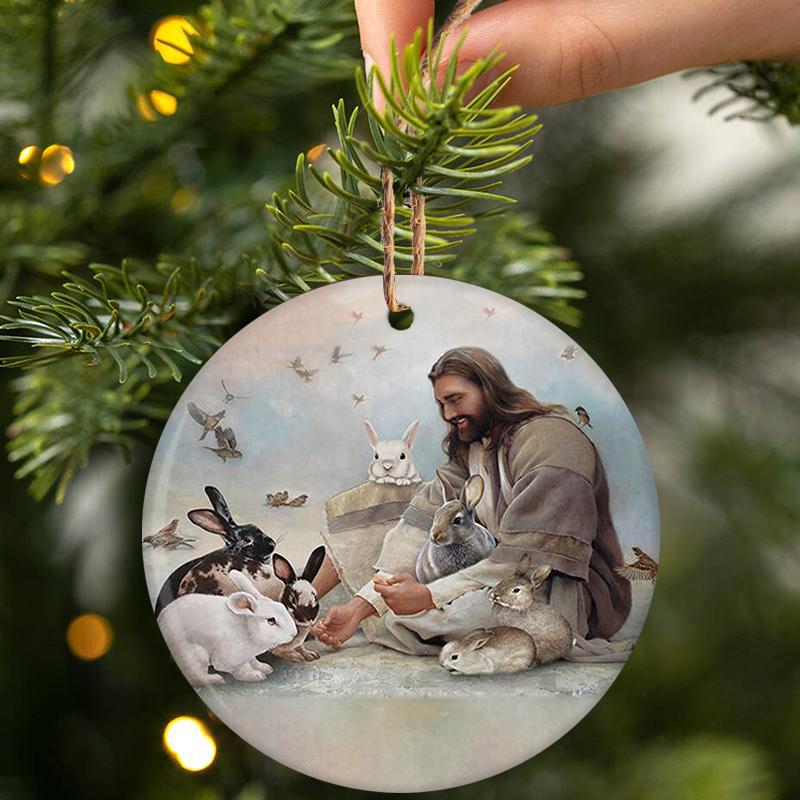 God Surrounded By Rabbits Porcelain/Ceramic Ornament