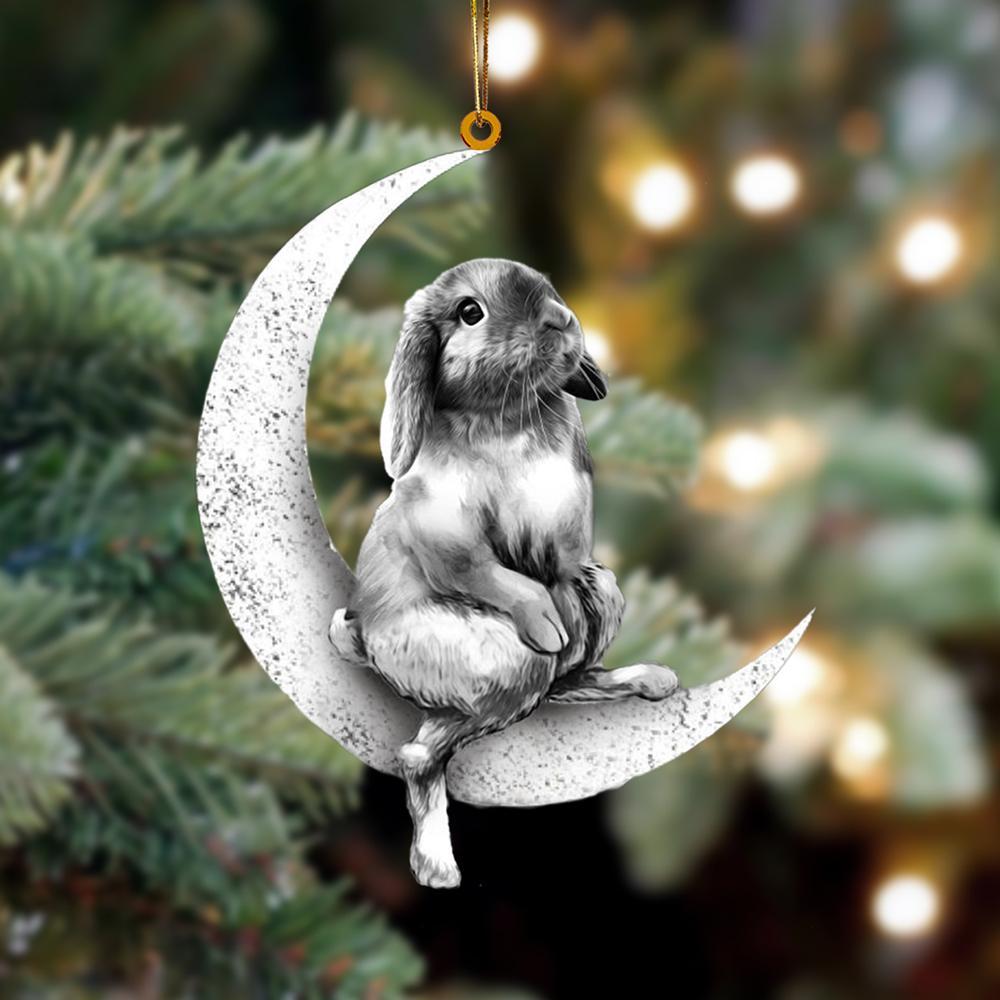 Rabbit Sits On The Moon Hanging Ornament