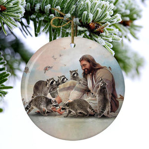 God Surrounded By Raccoons Porcelain/Ceramic Ornament
