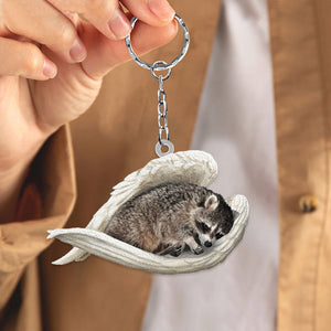 Raccoon Sleeping Angel Acrylic Keychain