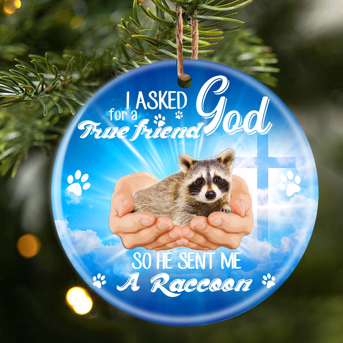 God Send Me A/An Raccoon Porcelain/Ceramic Ornament