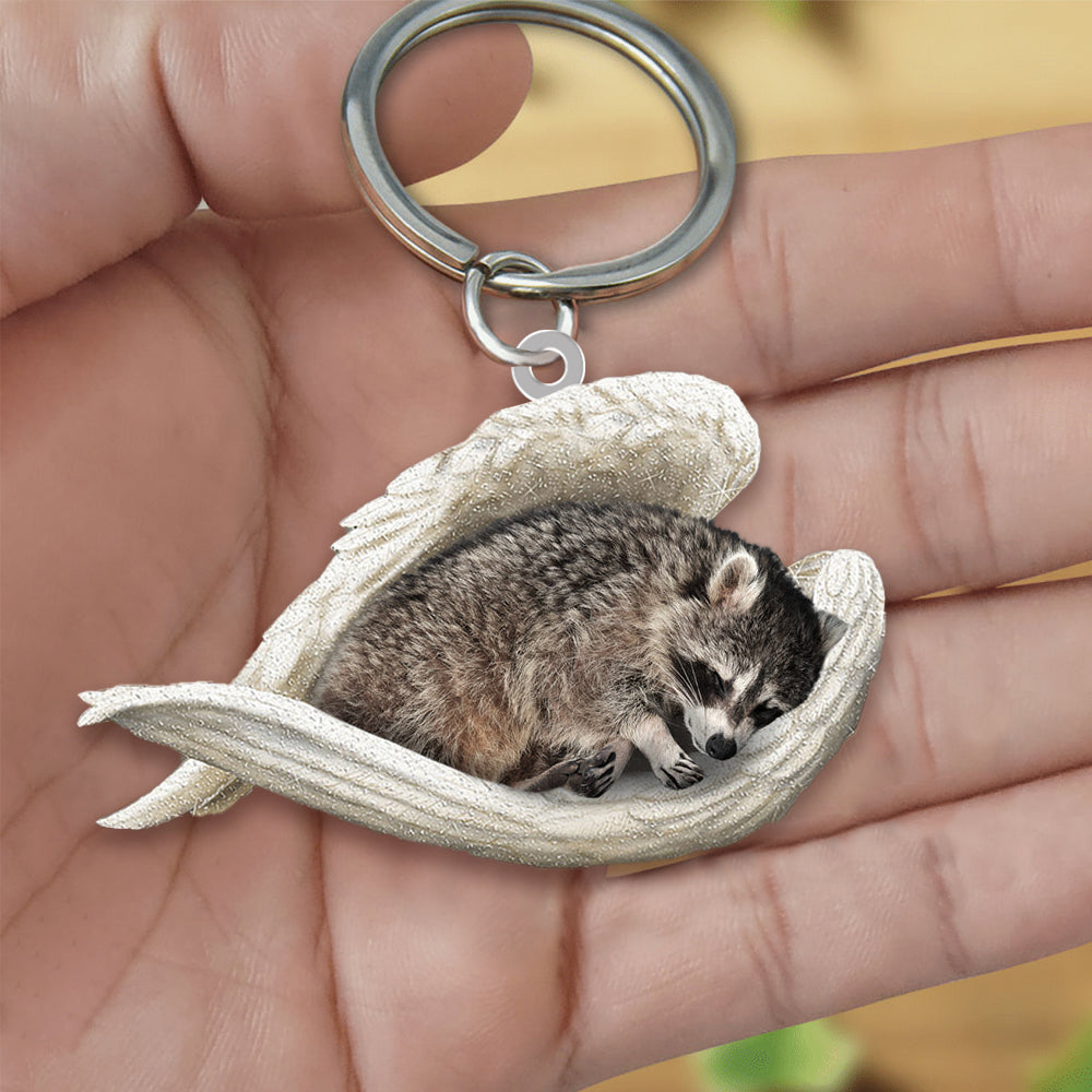 Raccoon Sleeping Angel Acrylic Keychain
