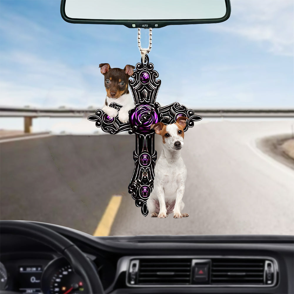 Rat Terrier Pray For God Car Hanging Ornament