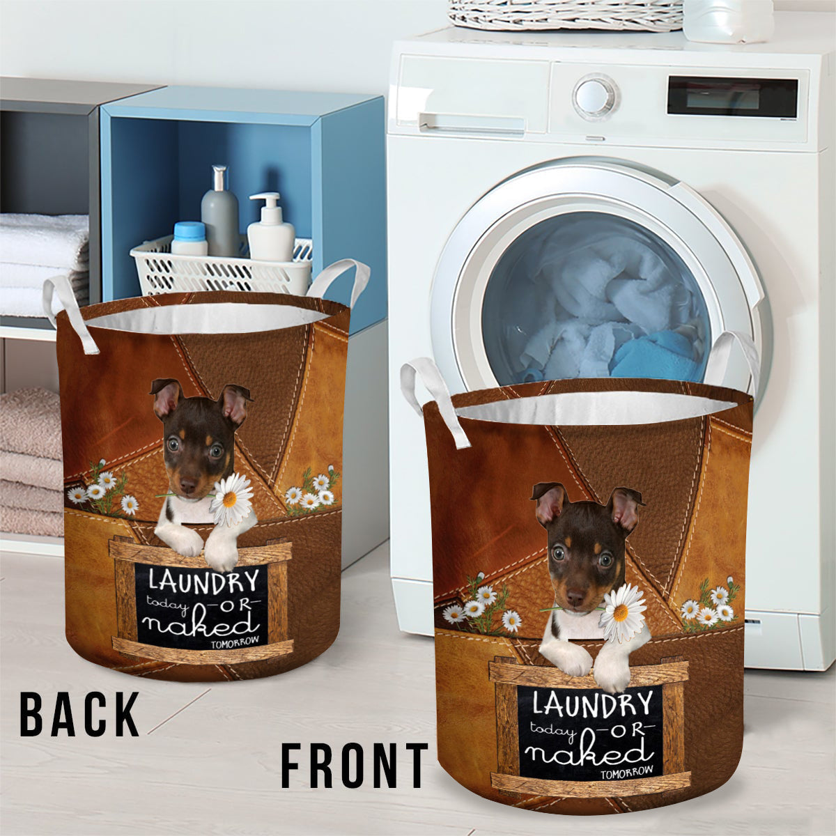 Rat Terrier Laundry Today Or Naked Tomorrow Laundry Basket