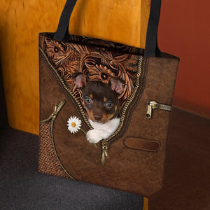 Rat Terrier1 Holding Daisy Tote Bag