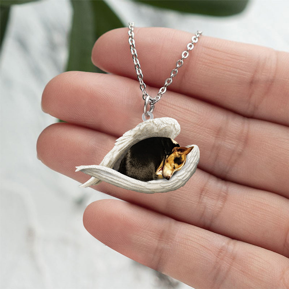 Rat Terrier Sleeping Angel Stainless Steel Necklace
