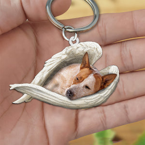 Red Heeler Sleeping Angel Acrylic Keychain