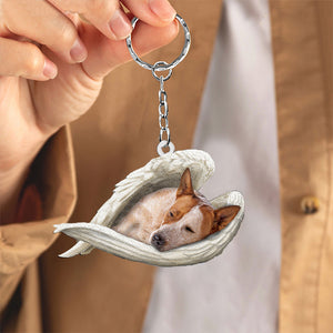 Red Heeler Sleeping Angel Acrylic Keychain