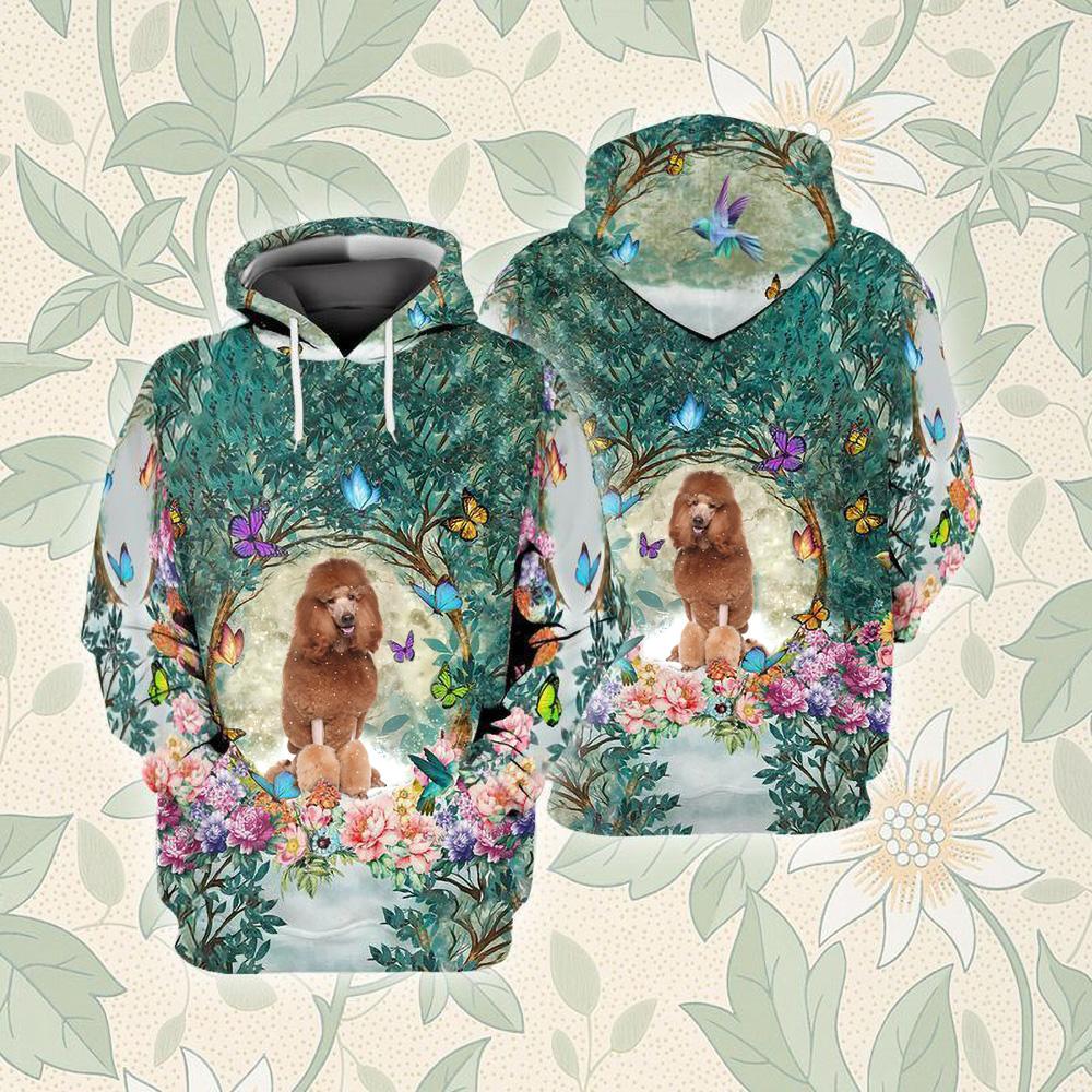 Red Standard Poodle Among Forest Unisex Hoodie