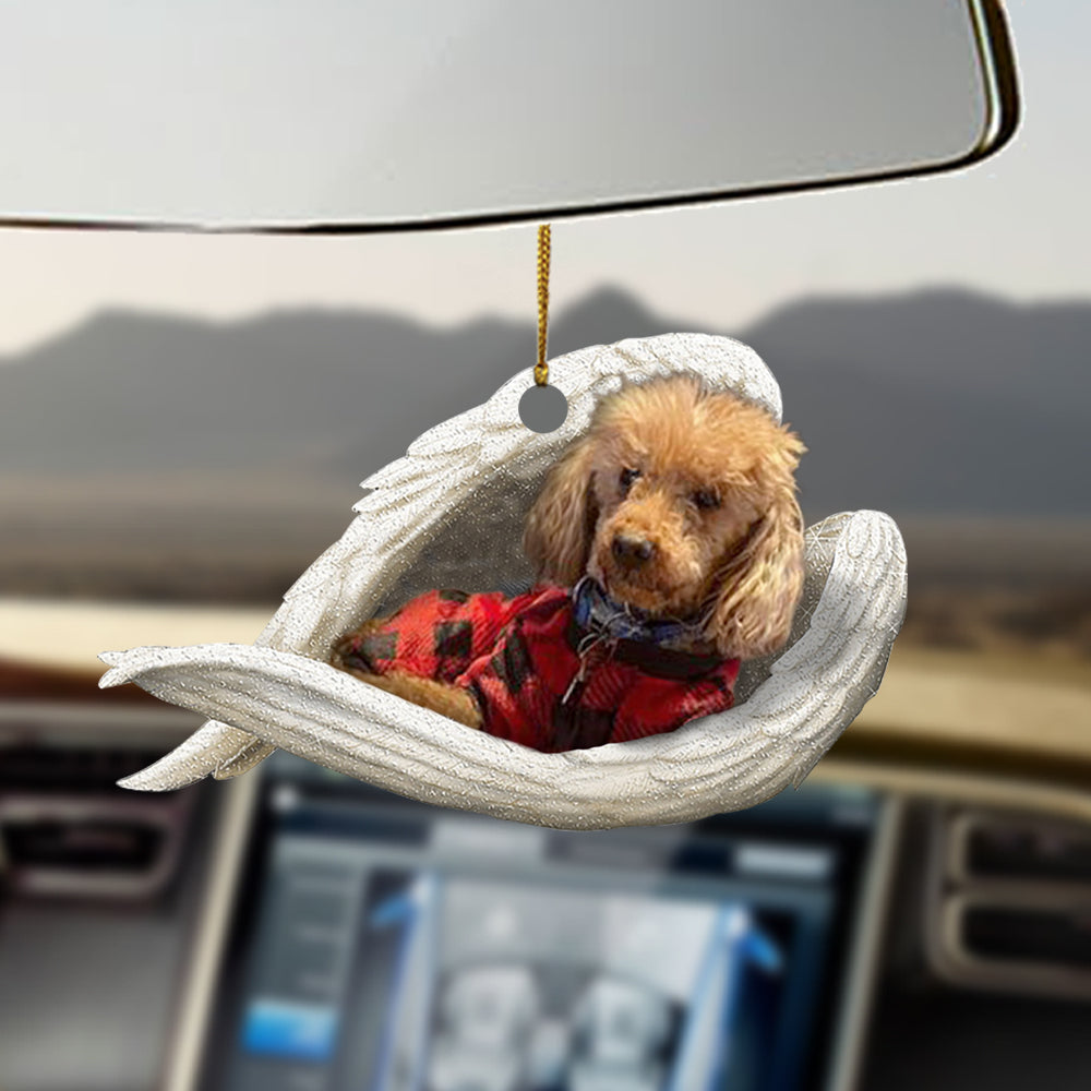 Red poodle Sleeping Angel Ornament Sleeping Angel Car Hanging Ornament