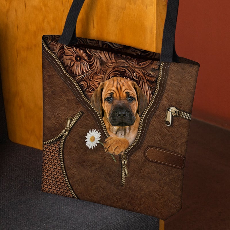 Rhodesian Ridgeback Holding Daisy Tote Bag