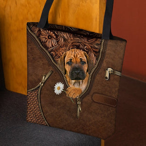 Rhodesian Ridgeback Holding Daisy Tote Bag