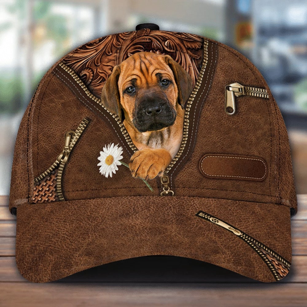 Rhodesian Ridgeback Holding Daisy Unisex Cap