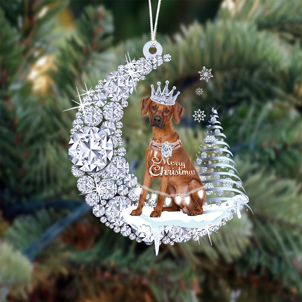 Rhodesian Ridgeback Diamond Moon Merry Christmas Ornament