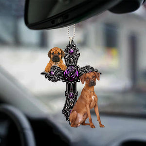 Rhodesian Ridgeback Pray For God Car Hanging Ornament