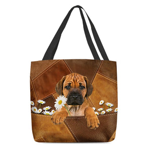 Rhodesian Ridgeback Holding Daisy All Over Printed Tote Bag