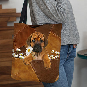 Rhodesian Ridgeback Holding Daisy All Over Printed Tote Bag