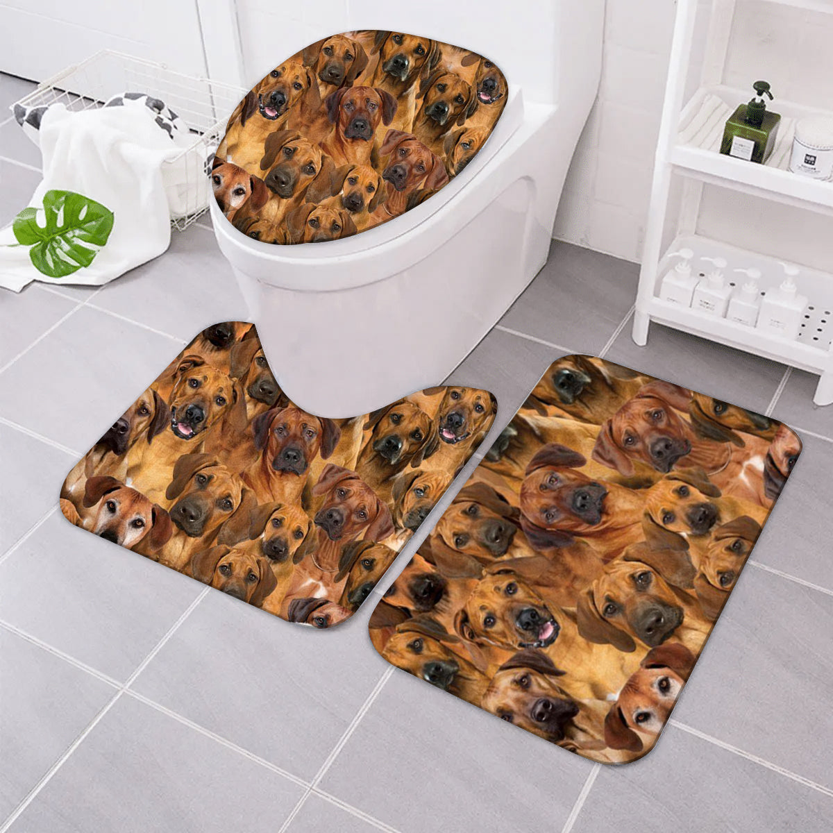 A Bunch Of Rhodesian Ridgebacks Bathroom Mat Set