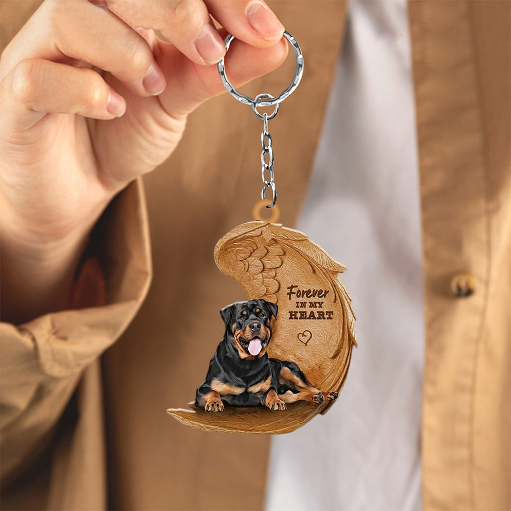 Rottweiler Forever In My Heart Flat Acrylic Keychain
